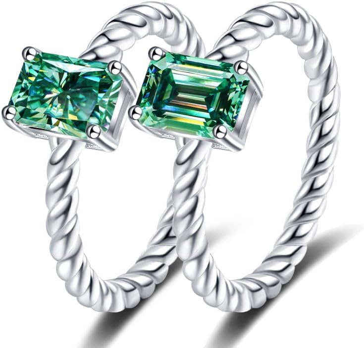 Fashion 1ct 5x7MM Rectangle Moissanite Vine Ring for Women Laboratory Diamonds S925 Silver Promise Ring Gift Replacement Jewelry