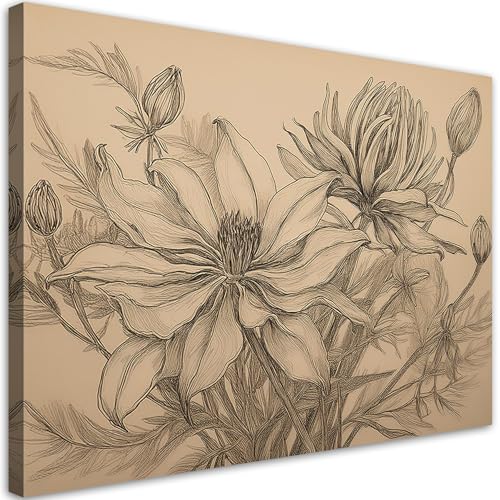 Poster mural Fleurs Beige pour rafraichir un mur blanc decoration 90x60