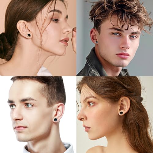 Punk 6-12mm Stainless Steel Black Magnetic Non-piercing Clip On Fake Cheater Stud Earrings for Men Women2