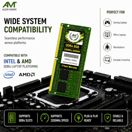 Image of DDR4 Laptop RAM 8GB 3200MHz, 260-Pin SODIMM, 1.2V, AM8G4-3200S