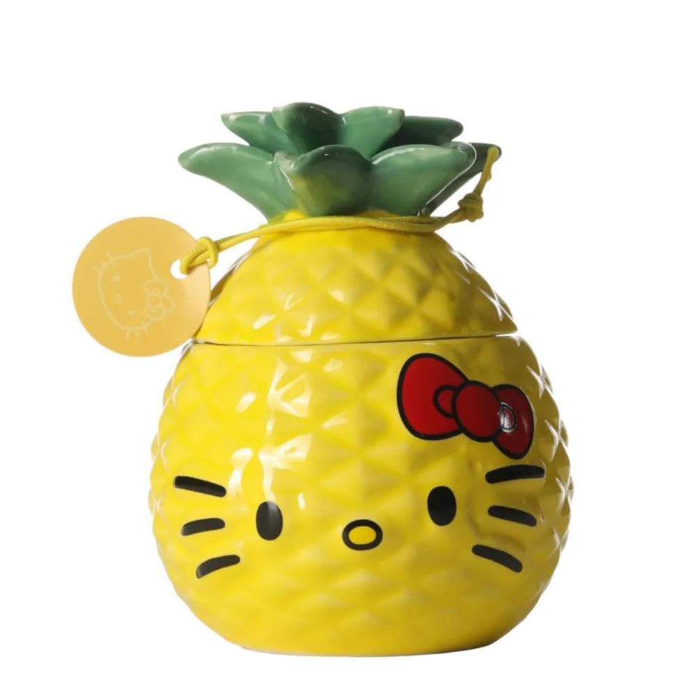 Hello Kitty Summer Candle - Tropical Pineapple Scent - Reusable Jar - Yellow Wax - 140g