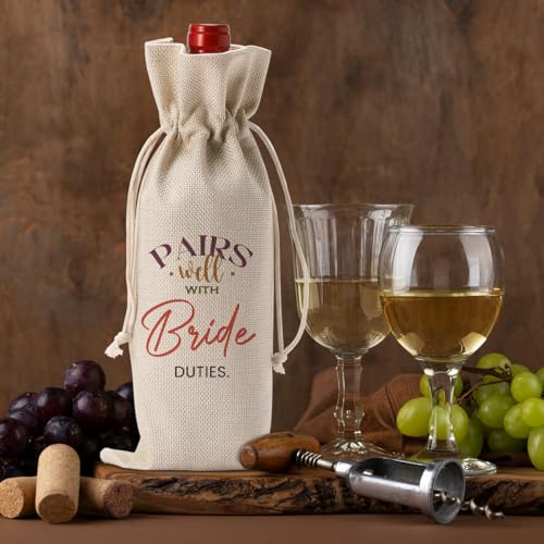 Image of Bridal Shower Wedding Gifts Wine Bag, Wedding Shower Gifts for Bride | Bride To Be Gifts, Bridal Shower Party Favors Wine Bags, Pairs Well with Bride Duties Wine Bottle Bag
