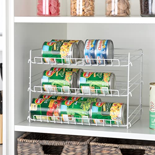Smart Design Can Organizer For Pantry – Perfect For Kitchen Organization, Refrigerator, Cabinet, Spice Rack – 3 Tier Adjustable Can Storage - Steel Metal Shelves – Holds Up To 36 Cans - White #TOP1