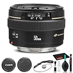 Canon EF 50mm f/1.4 USM Lens (2515A003) + Filter Kit + Lens Pouch + Cap Keeper + Cleaning Kit + More (Renewed)