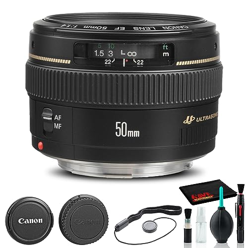 Canon-EF-50mm-f14-USM-Lens-2515A003-Filter-Kit-Lens-Pouch-Cap-Keeper-Cleaning-Kit-More-Renewed Canon EF 50mm f/1.4 USM Lens (2515A003) + Filter Kit + Lens Pouch + Cap Keeper + Cleaning Kit + More (Renewed) - Image 1