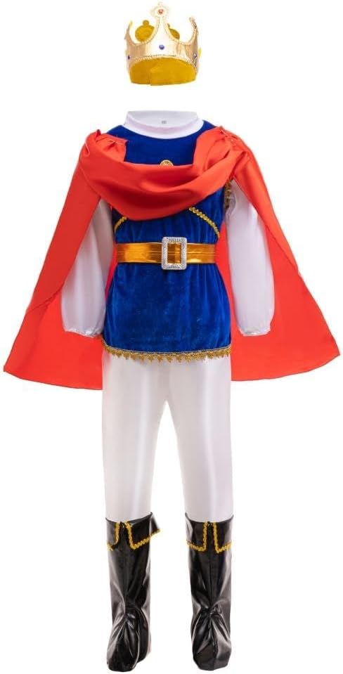 Dressy Daisy Royal Prince Charming Costume Set with Crown for Kids Boys Halloween Birthday Party Dress Up Outfit