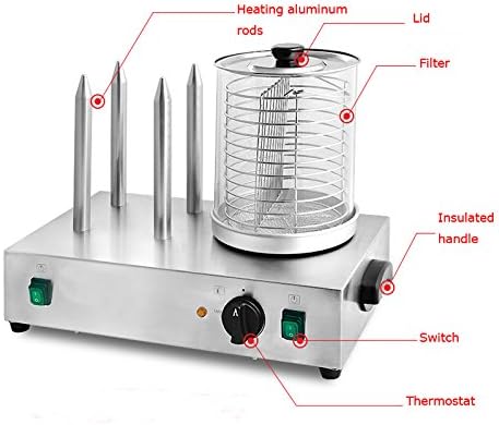 Miniatura 5 de TECHTONGDA Vaporizador para perros calientes, parrilla de salchichas, calentador eléctrico para bollos, calentador de perros calientes, calentador