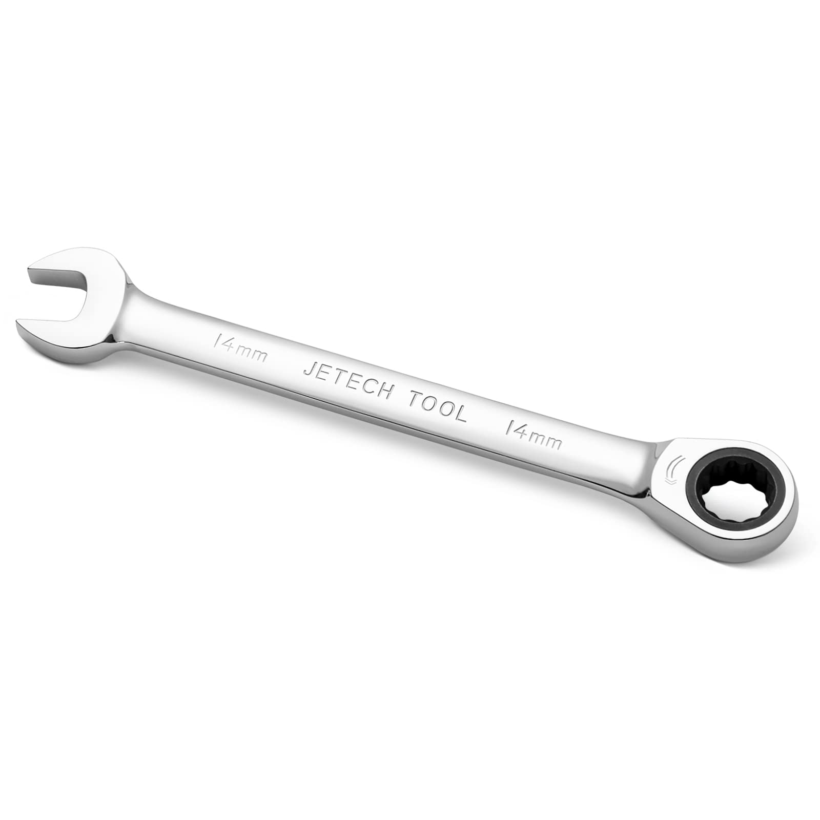 Jetech 14mm 12-Point Professional Ratcheting Wrench, 72-Tooth Drop Forged Cr-V Steel for Mechanics, Automotive & DIY, Chrome Finish