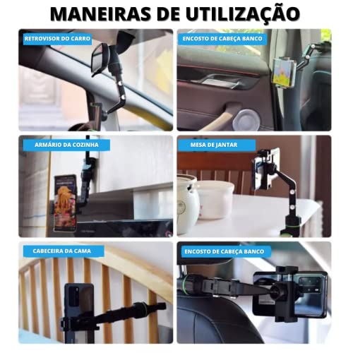 Suporte De Celular Para Retrovisor Espelho De Carro Multifuncional Clip Universal Giratório 360° GPS