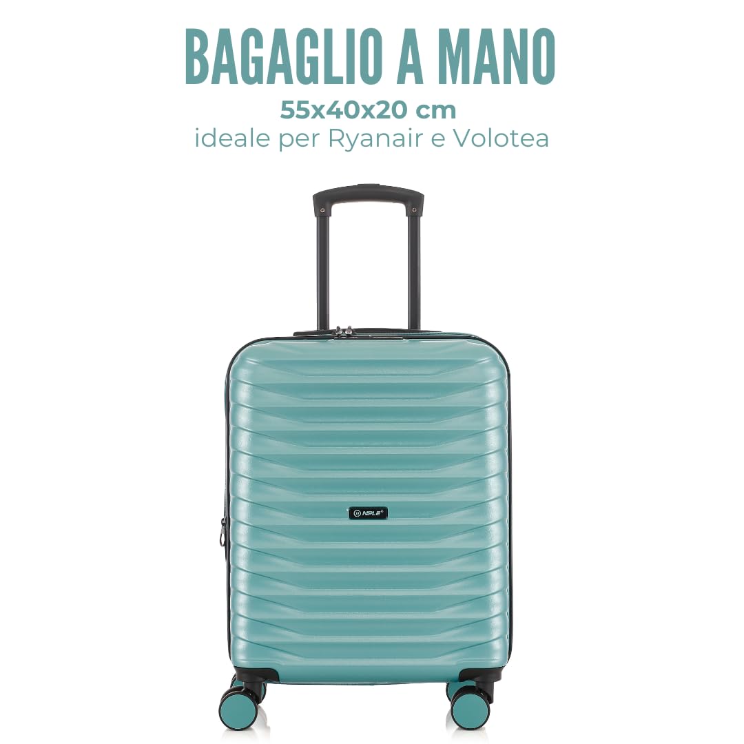 Krypton - Trolley S Espandibile Bagaglio a Mano, 55 x 40 x 20 cm, con TSA, Con cerniera espandibile 5 cm 35/41 L, super leggero 2,4 kg (Green, Bagaglio a mano 55x40x20cm)