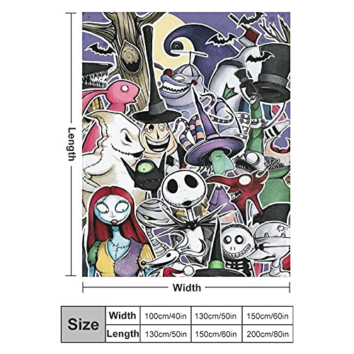 Christmas Cartoon Nightmare Blanket Halloween Movie Flannel Throw Blanket For Couch Sofa Decor Cozy Warm Bed Blankets For Kids Adults 40''X50'' #TOP2