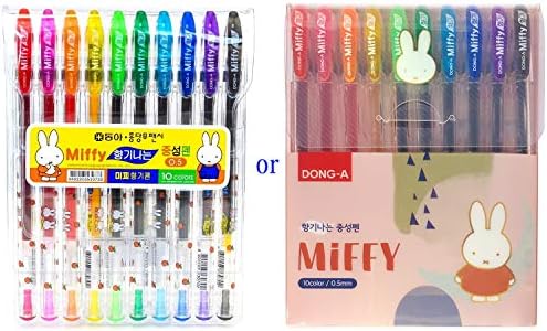 Dong-A Miffy Bunny Gel Ink Scented Rollerball Pens, 0.5mm, 10 Color Set