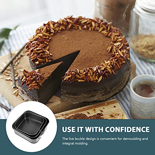 Hemoton 3Pcs Springform Baking Pan With Grips Nonstick Bakeware Leakproof Square Cheesecake Pan Mold Tray For Home Restaurant Hotel (18/20/ 22Cm. Black) #TOP4