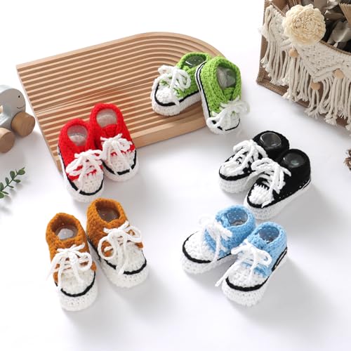 mimixiong Baby Booties Crochet Hand Knitting Shoes for Infant Sneakerheads Soft Booties for Newborn Boys and Girls Gift SkyBlue 0-3 Months