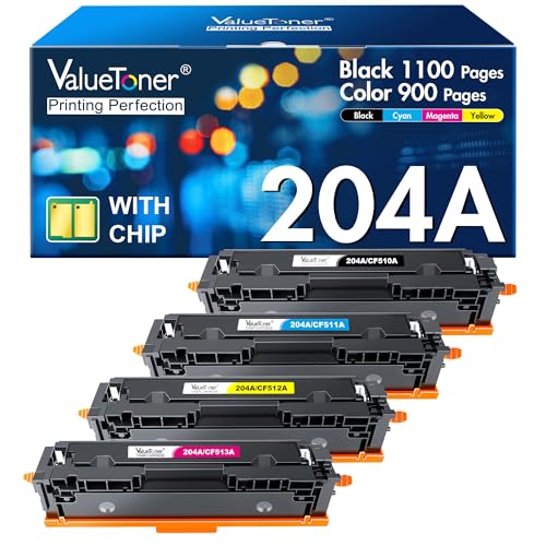 Valuetoner Compatible Toner Cartridge Replacement for HP 204A CF510A CF511A CF512A CF513A to use with Color Pro MFP M180nw M154nw M180n M154a MFP M181fw Printer Tray(4-Pack)