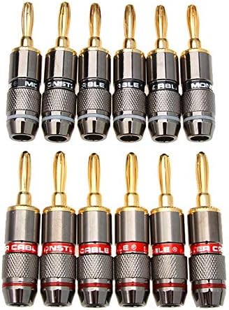 Davitu Electrical Equipments Supplies - 12/24Pcs Pure Copper Banana Plug Head Gold Plated Speaker Adapter Screw Speaker Male Plugs Audio Terminals Connector - (Color: 12 Pairs)