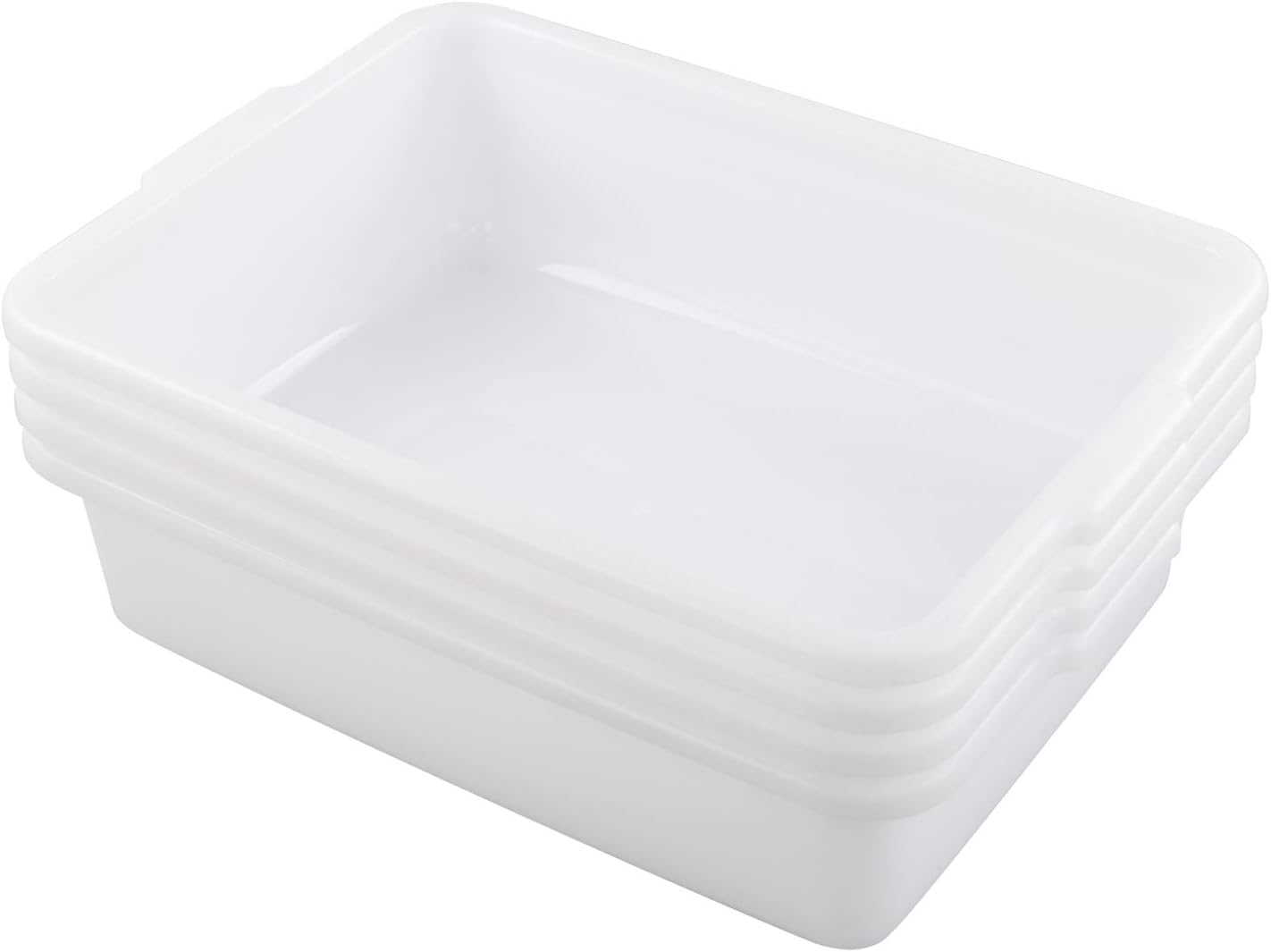 Kiddream Set of 4 Commercial Bus Box Tote, 13 Liter Large Plastic Bus Tub (White)