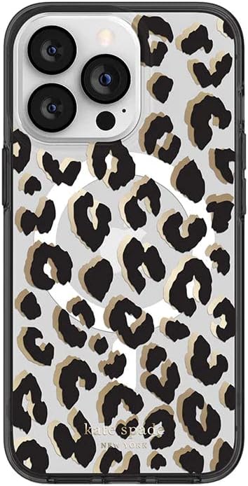 Kate Spade New York Protective Hardshell Case for MagSafe for iPhone 13 Pro - City Leopard Black