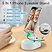 AKLLCCR Wireless Induction Audio Bluetooth Speaker 5in1 Phone Holder Emergency Rechargeable (3000mAh) with Colorful Ambient Light 300° Foldable for Tablet iPhone Android, Gifts for Men Women (White)