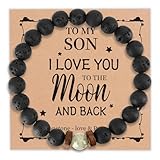 Bracelet Gifts for Son from Mom Bracelets for Teens I Love You To The Moon And Back Jewelry Gift for Men Cool Mens Gift for Teens Fathers Day Birthday Gifts for Adult Son In Law Bonus Teenage Grandson