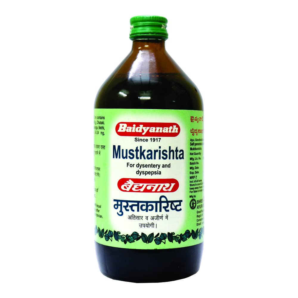 Baidyanath Asli Ayurved Mustakarishta Syrup for Diarrhoea, Dysentery | Improve Appetite - 450 Ml