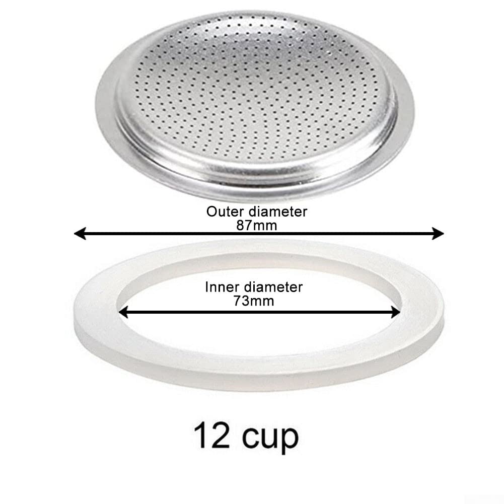 1Pcs Silicone Gasket Seal for RING Replacement Washer and Filters Stovetop Espresso Maker Replacement Silicone 1-12 Cup Size Gasket Seals and Filter Screen for Express Moka Pot(6 Cup+Sieve) - Image 7