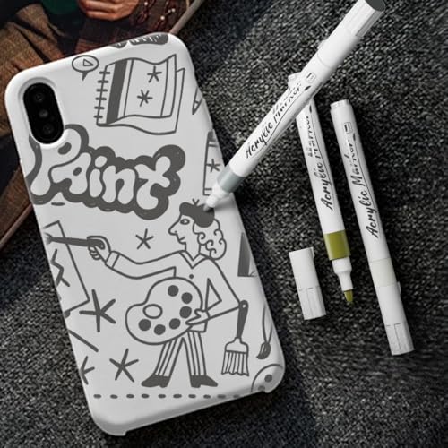 Jnyan Acrylstifte Marker, 9er Pack Acrylmarker, 2-3mm Mittelspitze, Weiß Gold Silber Farbstifte für Kunstprojekte, Zeichnen, Steinmalerei, Holz, Kunststoff, Metall, Leinwand DIY Bastelarbeiten