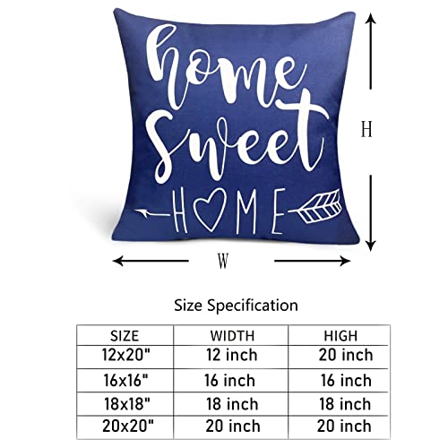 Decorative Throw Pillow Covers 16X16 Inch Blue Pillow Covers For Couch Sofa Living Room Bedroom Car,Farmhouse Outdoor Throw Pillow Cover,Modern Geometric Linen Square Throw Pillow Case Set Of 4 #TOP2