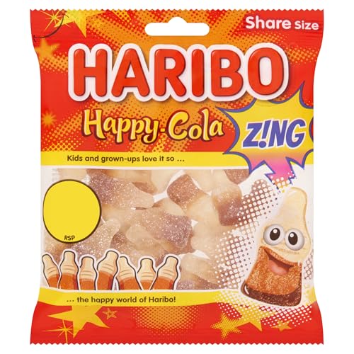 Image of HARIBO Happy Cola Zing Share Size Bag Pouch, 140 Grams