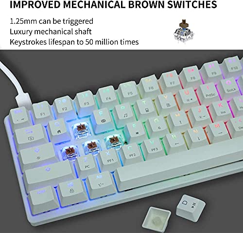 Stoga 60% Gaming Keyboard,Mechanical Keyboard,Small 61-Key Rgb Wired Brown Switch Mini Keyboard,Computer Keyboard For Gaming/Office/Pc/Mac-White #TOP7
