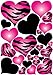 Hot Pink Radial, Zebra Print Heart Wall Decals Stickers/Jungle Safari Hearts Wall Decor