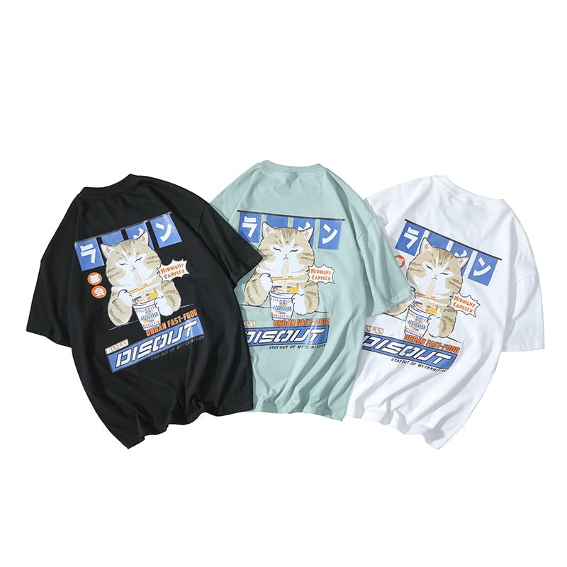 Men's Cutecore Cat Cartoon Oversized T-Shirt Print Pullover Streetwear Preppy Short Sleeve Sweatshirt Alt Techwear2