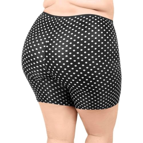 Image of Undersummers Classic Shortlette, Plus Size Slip Shorts for Women Under Dress, Thigh Anti Chafing Shorts Women, Undergarments for Dresses (4X, Polka Dot)