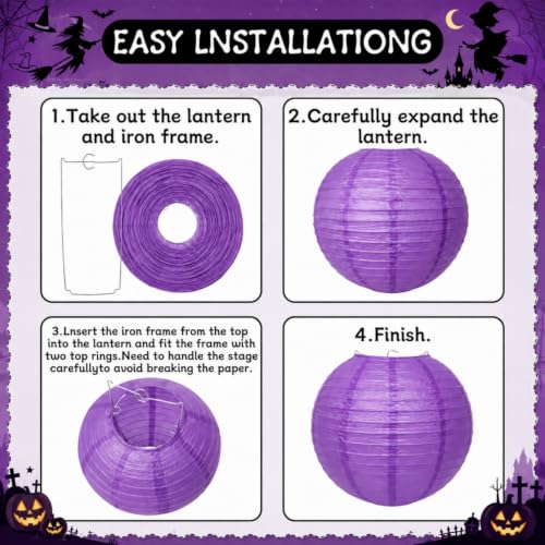 Purple Black Orange Halloween Party Decorations 20Pcs, Halloween Paper Fans - image 9