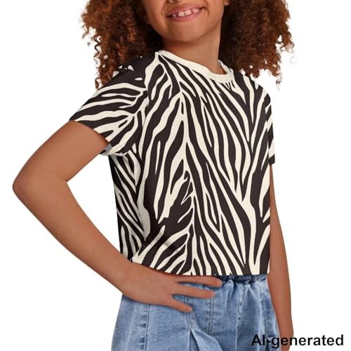 Image of Cute Crop Tops for Girls Short Sleeve Summer T Shirts Fashion Graphic Tees Crew Neck Pullover Tee 5-14 Years