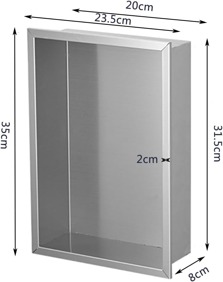 Waterproof Niche Wall-Mounted Bathroom Shelf, recessed Niche Storage Rack,Rectangular Stainless Steel Shower Niche - Recessed Single Bathroom Shelf for Storage, Modern Black Shower Installat