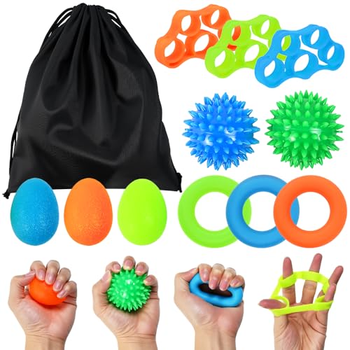 WEFHEF Fingertrainer Handtrainer Ball Set, 11 Stück Griffkrafttrainer Handübungsbälle Fingerexpander Handtraining Ball mit 3 Stärken für Hände Therapie Arthrose Training Griffstärkung Lindert Stress WEFHEF Fingertrainer Handtrainer Ball Set, 11 Stück Griffkrafttrainer Handübungsbälle Fingerexpander Handtraining Ball mit 3 Stärken für Hände Therapie Arthrose Training Griffstärkung Lindert Stress