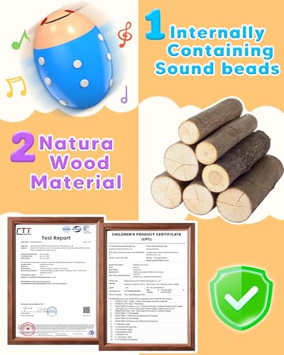 image for Tonberless 6 Pack Wooden Percussion Musical Shaker Christmas Stocking 