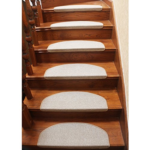 Qingbei Rina Stair Treads Carpet 8.5x 26 Non-Slip Indoor Rug Mats Stair Runners for Wooden Steps Hard Floor Staircase Anti Slip Tread Tape Protectors Safety for Kids Elders Dogs (Beige,Set of 13)