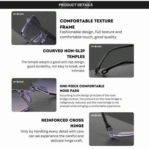 myreen Rimless Reading Glasses for Men and Women with Blue Light Blocking Lenses, Chashma for Near Vision, Reading books, Newspaper, Mobile and... - Image 7