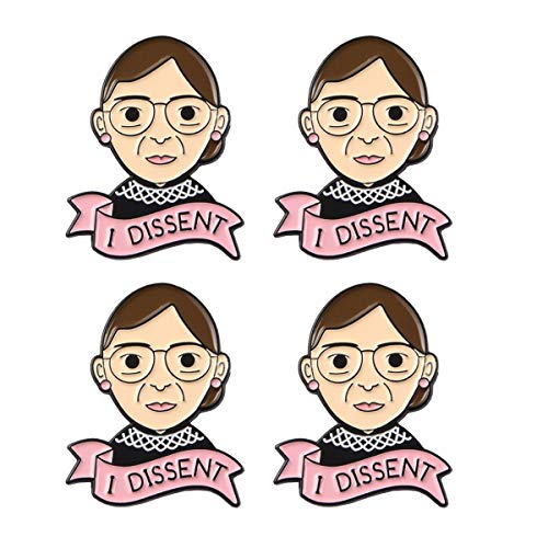 Image of RBG Pins Ruth Bader Ginsburg Pins I Dissent Pins RBG Dissent Collar Feminism Pins Women'S Rights Judge Badge Pins 4 pcs