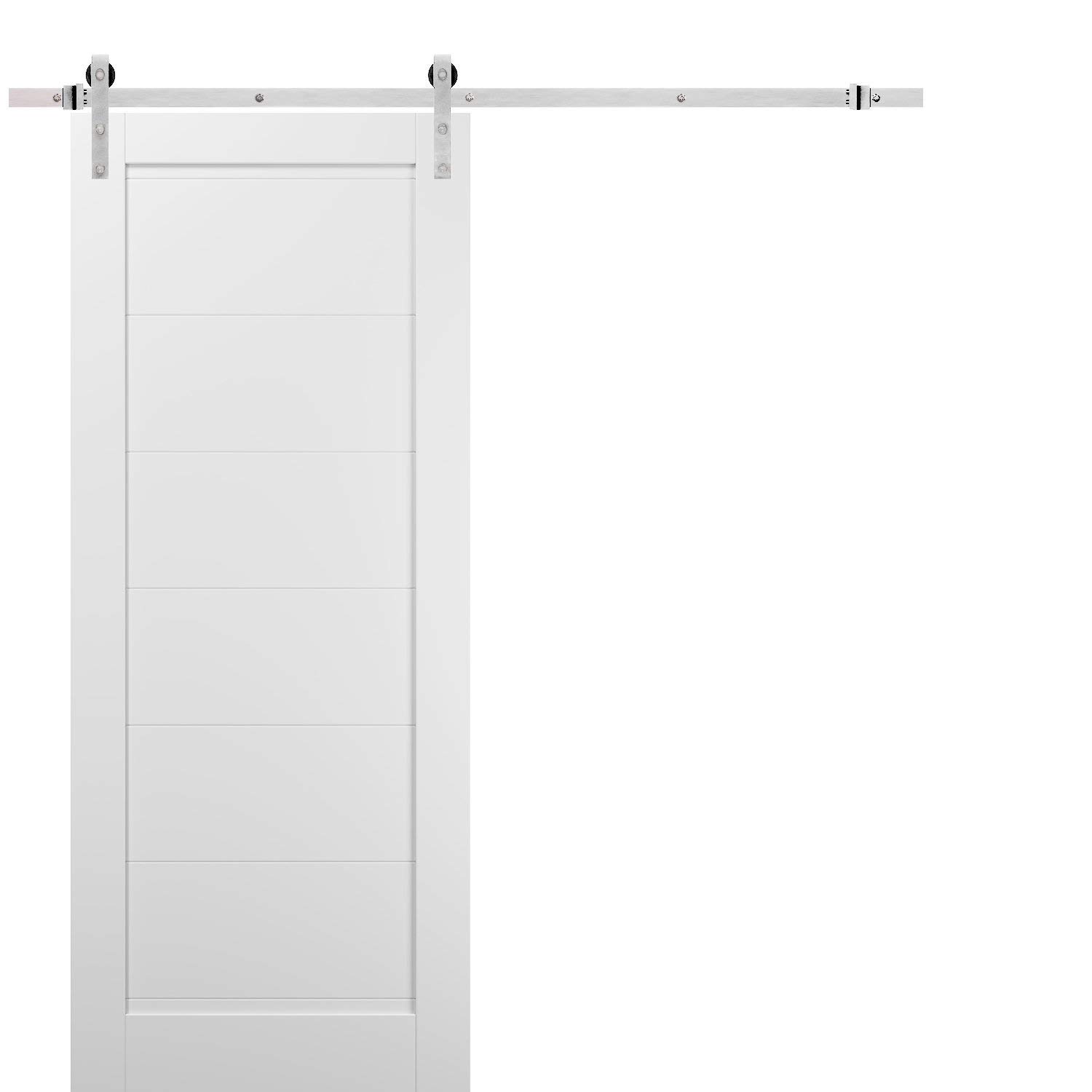 Buy Sliding Barn Door 42 x 96 with Stainless Steel 8ft Hardware Quadro 4115 White Silk Top