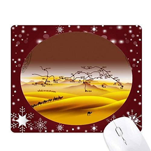 Tapis de souris route de la soie déco désert et flocon de neige pour espace télétravail cozy