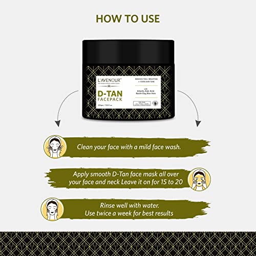 Image of L'avenour D-Tan Face Pack with Aloe Vera, Kaolin Clay, Arbutin | Removes Tan, Brightens & Evens Skin Tone | For All Skin Types - 200gm