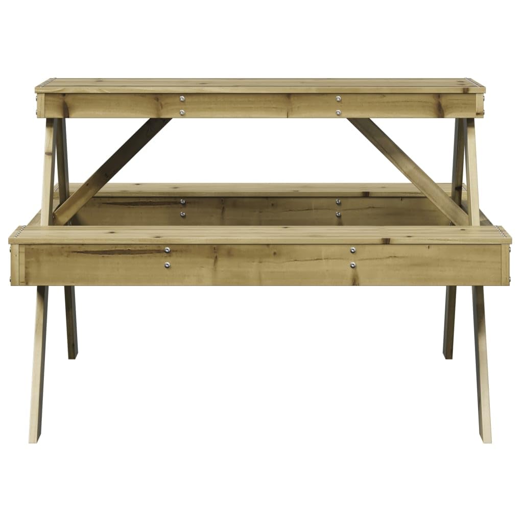 AMATA UNGURS-collectie Classic Design Picknicktafel voor kinderen, weerbestendige houten picknicktafel voor buiten, kinderveilig design, perfect voor tuin en terras (hout