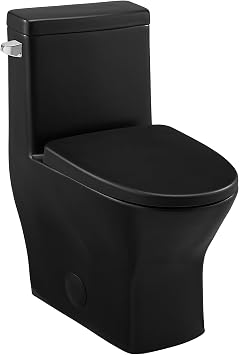 Swiss Madison Sublime II One-Piece 12" Rough-in 1.28 GPF Left Flush Round Compact Toilet in Matte Black