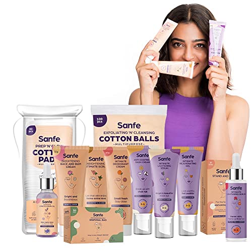 Image of Sanfe Prep 'N' Glow Face Cotton Pads for women - Pack of 80 | Cleans makeup |Cleans excess oil | Soft and gentle on skin with 100% natural cotton