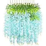 MXIAOXIA 20Pc 110cm Wisteria Artificial Flower Silk Vine Hanging Garland for Wedding Party Garden Ou