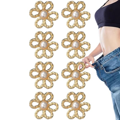 Kustimantu Serrector de jeans para la cintura, serrector de cintura en jeans | Conjunto de clip de ajuste de flores de 8 | Rompecabezas desmontable de tamaño y tamaño de la cintura