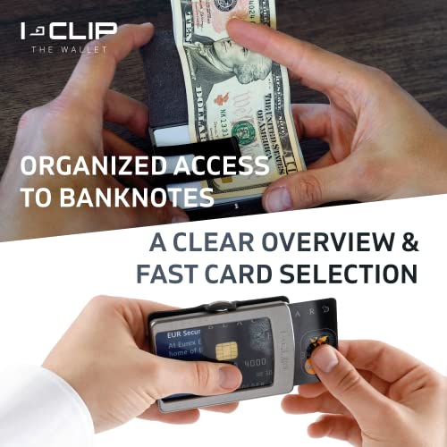 I-Clip Original For Apple Airtag With Moneyclip - Wallet - Slim Wallet - Wallet Compatible With Airtag - Men - Silver Black #TOP2